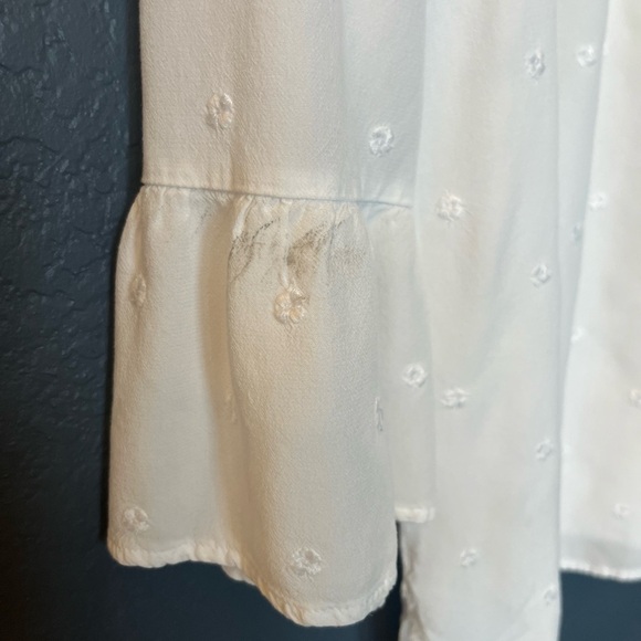 Loft Womens White Peasant Crew Neck Long Sleeve Tunic Blouse Top Size 18 - Picture 4 of 7